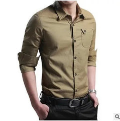 Men Shirt Mens Business Casual Shirts 2020 New Arrival Men Famous Brand Clothing Army Green Long Sleeve Camisa Masculina