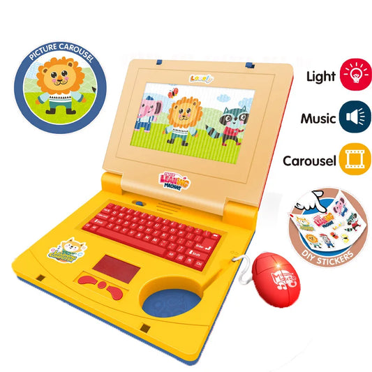 Baby puzzle early education toys, simulation notebook, animated mouse, lighting and music, baby enlightenment toys