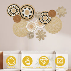 Handcrafted Wall Basket Decor Set Decorative Enduring Woven Basket Wall Decor for Home Bedroom Living Room Wall Basket Decor