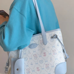 Vintage Printed Tote Bag Cute Travel Bag Large Capacity Wallet Female Women'S Handbag Casual Commuting Shoulder Bag