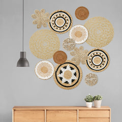 Handcrafted Wall Basket Decor Set Decorative Enduring Woven Basket Wall Decor for Home Bedroom Living Room Wall Basket Decor