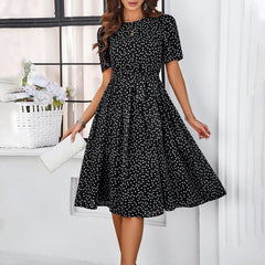 Women's clothing 2025 spring and summer, casual temperament, polka dot lace-up dress, dress