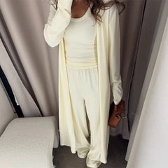 Women's clothing 2025 summer new casual three-piece set long jacket vest wide-leg trousers suit club clothing Vestidos