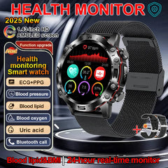 Sapphire 2025New Health managed Smart Watch Health measure Blood Fat Uric Acid Call ECG+PPG blood pressure Health Smartwatch IOS