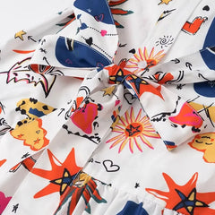 Women's clothing 2025 autumn new products European and American fashion simple casual printed lace-up long-sleeved dress