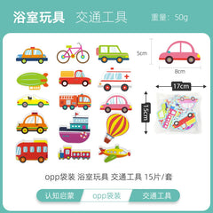 Baby Bath Toys for Toddlers Floating Foam Animals Cars Waterproof Bathtub Toys Early Learning Educational Gift for Kids Play Set