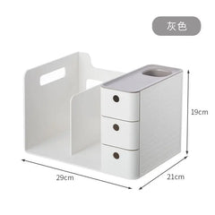 ABS Desk Office Organizer Stickers Bins Storage Holder Desktop Pencil Pen Sundries Stretchable Box Stationery School Supplies