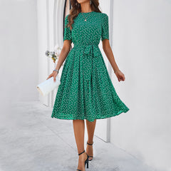 Women's clothing 2025 spring and summer, casual temperament, polka dot lace-up dress, dress