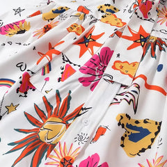 Women's clothing 2025 autumn new products European and American fashion simple casual printed lace-up long-sleeved dress