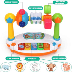 Baby Piano Toys Kids Rotating Music Piano Keyboard With Light Sound, Musical Toys For Toddlers, Early Educational Music Toy