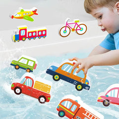Baby Bath Toys for Toddlers Floating Foam Animals Cars Waterproof Bathtub Toys Early Learning Educational Gift for Kids Play Set