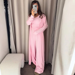 Women's clothing 2025 summer new casual three-piece set long jacket vest wide-leg trousers suit club clothing Vestidos