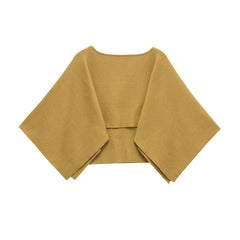 Women's clothing 2025 autumn new product retro casual versatile cloak style fashionable round neck knit top