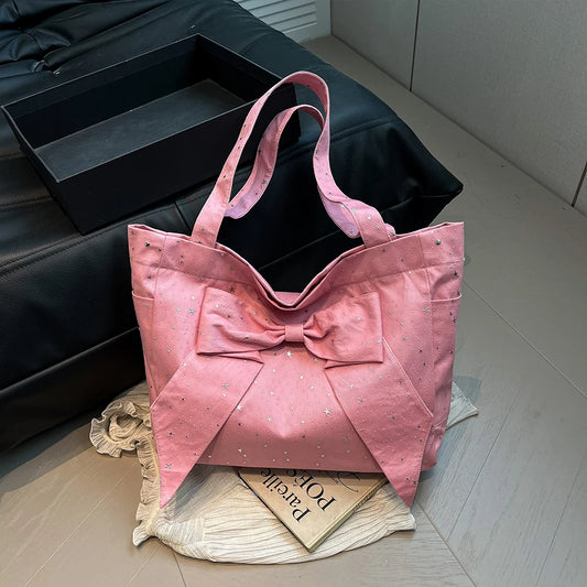 2025 New Versatile Fashion Star Bag Handbag Exquisite Bow Tote Bag Stylish Commuter Underarm Shoulder Bag