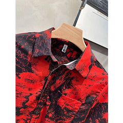 Men's Clothing 2025 Summer Fashion Vintage Print Button Up Shirt Casual Streetwear Y2K Short Sleeve Loose Tops Camisas De Hombre