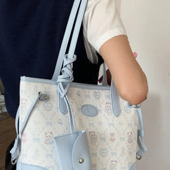 Vintage Printed Tote Bag Cute Travel Bag Large Capacity Wallet Female Women'S Handbag Casual Commuting Shoulder Bag