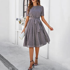 Women's clothing 2025 spring and summer, casual temperament, polka dot lace-up dress, dress