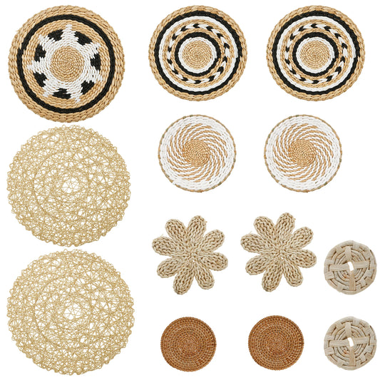 Handcrafted Wall Basket Decor Set Decorative Enduring Woven Basket Wall Decor for Home Bedroom Living Room Wall Basket Decor