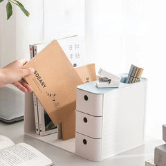 ABS Desk Office Organizer Stickers Bins Storage Holder Desktop Pencil Pen Sundries Stretchable Box Stationery School Supplies