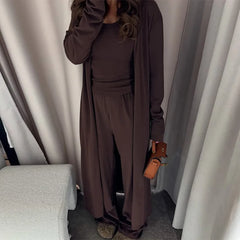 Women's clothing 2025 summer new casual three-piece set long jacket vest wide-leg trousers suit club clothing Vestidos