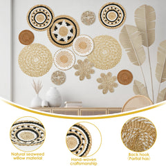 Handcrafted Wall Basket Decor Set Decorative Enduring Woven Basket Wall Decor for Home Bedroom Living Room Wall Basket Decor