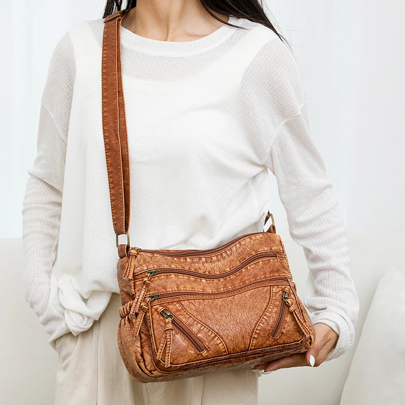 Women Bag Vintage Handbag for Woman Casual Popular Female Shoulder Crossbody Tote PU Leather Messenger Handbag Large Capacity