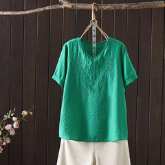 Women Clothing Streetwear Casual Fashion Elegant Cotton Linen Embroidery Vintage Clothes Tops Shirts for Women Tees