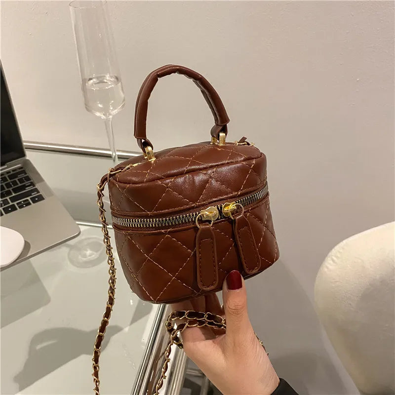 Trendy  Buet Handbag Women's Crossbody Versatile High-End Feel PU Leather Soft Surface Zipper Closure Casual Sle