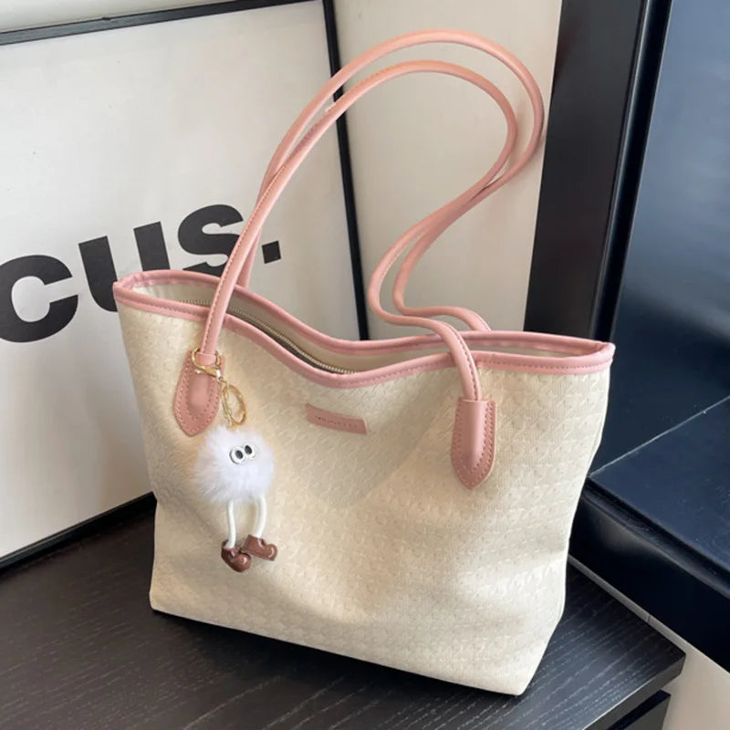 Women Large Tote Bag 2025 New Casual Commuting Shoulder Purse Spacious University School Bag Lightweight