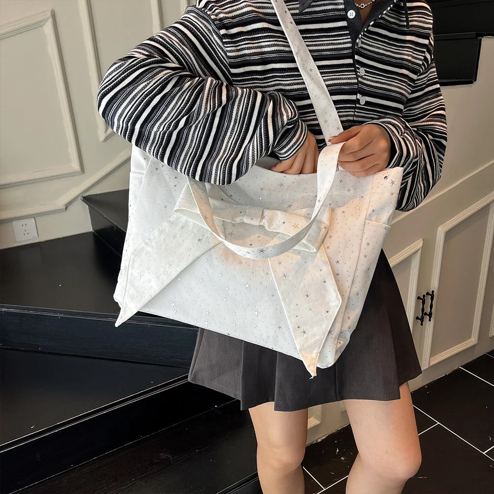 2025 New Versatile Fashion Star Bag Handbag Exquisite Bow Tote Bag Stylish Commuter Underarm Shoulder Bag