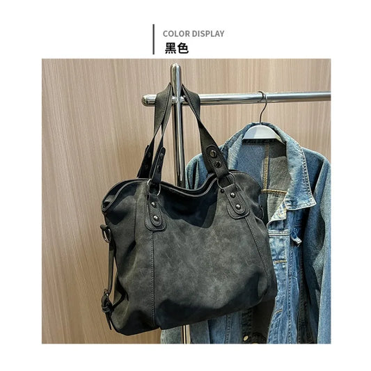 2025 New Women's Vintage Large-Capacity Bag - Versatile Crossbody. Minimalist Casual Shoulder Tote & Bucket, Fashion Accessory.