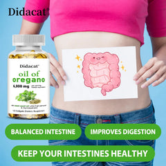 Oregano oil softgels for intestinal health, antioxidant, digestive health, immune support