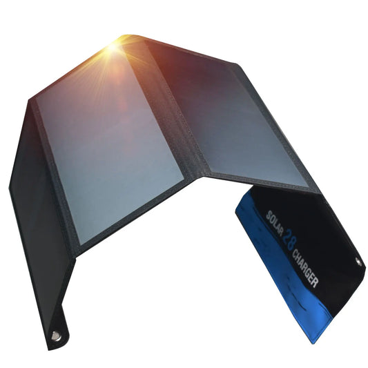 28W Portable Solar Panel 5VFolding Solar Panel 2 USB Ports Phone Charger with SunPower Solar Cell for mobilephone Camping Hiking