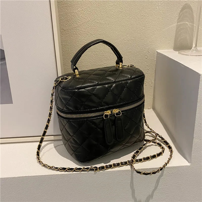 Trendy  Buet Handbag Women's Crossbody Versatile High-End Feel PU Leather Soft Surface Zipper Closure Casual Sle