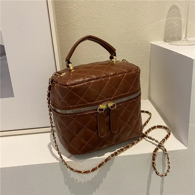 Trendy  Buet Handbag Women's Crossbody Versatile High-End Feel PU Leather Soft Surface Zipper Closure Casual Sle