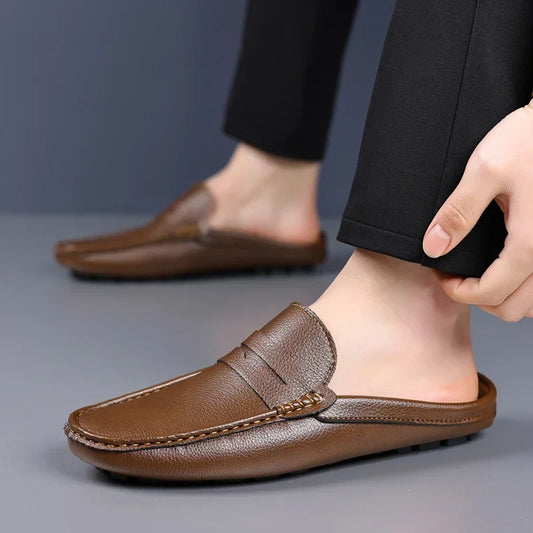 Shoes Men's Slippers Half Shoes for Men Comfortable Male Shoe High Quality Slip-On Solid Color Casual Soft Sandals Flats Slipper